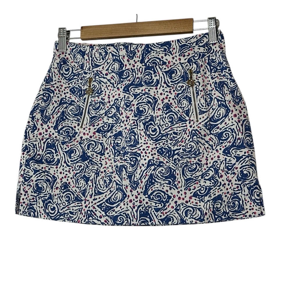 Lilly Pulitzer MARIGOLD SKORT Skirt Women Size 0 INDIGO SEA STAR Crush Beach - Picture 2 of 8
